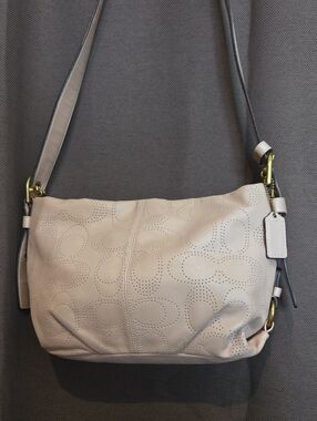 Coach Signature Perforated Pink Leather Bag #F19257
